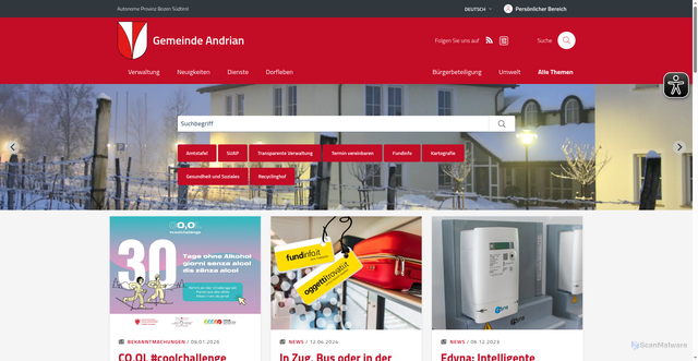 Security scan screenshot of https://www.gemeinde.andrian.bz.it/de