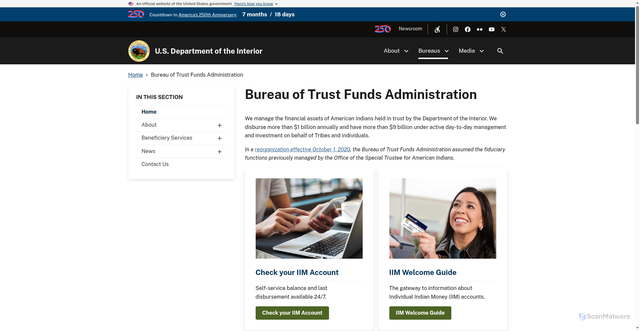 Security scan screenshot of https://www.doi.gov/ost