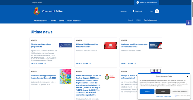 Security scan screenshot of https://comune.feltre.bl.it/