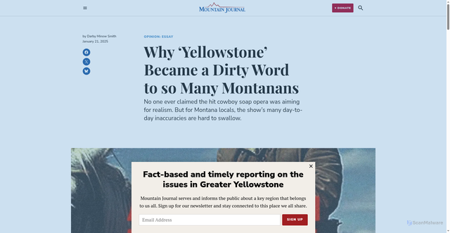 Security scan screenshot of https://mountainjournal.org/show-yellowstone-has-become-a-dirty-word-to-montanans/