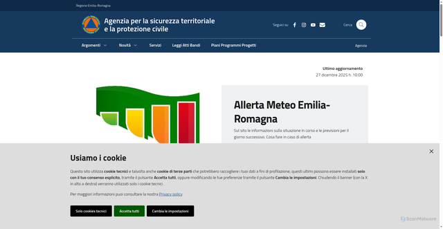 Security scan screenshot of https://protezionecivile.regione.emilia-romagna.it/