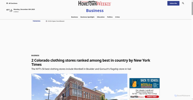 Security scan screenshot of https://www.coloradohometownweekly.com/2025/12/08/colorado-clothing-stores-new-york-times/