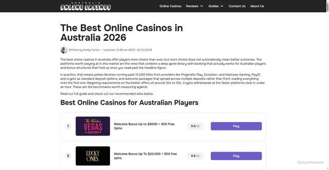 Security scan screenshot of https://bestaustraliaonlinecasinos.us.com/