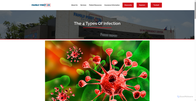 Security scan screenshot of https://familyfirster.com/the-4-types-of-infection/