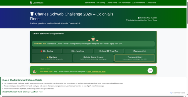 Security scan screenshot of https://www.caddybytes.com/tournaments/charles-schwab-challenge.html