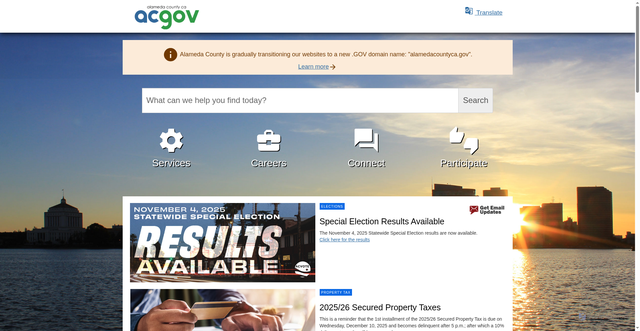 Security scan screenshot of https://alamedacountyca.gov/