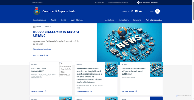 Security scan screenshot of https://www.comune.capraiaisola.li.it/