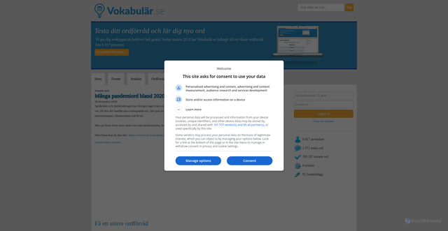 Security scan screenshot of https://Vokabular.se