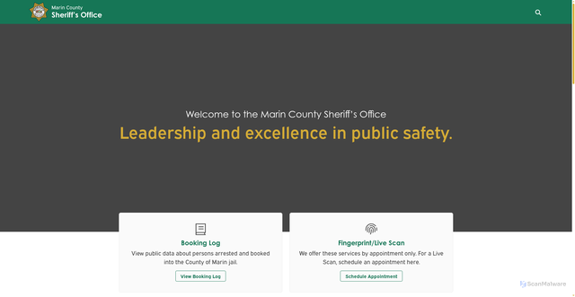 Security scan screenshot of https://marinsheriff.gov/