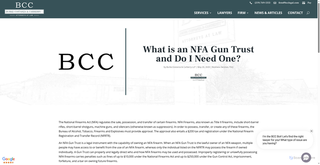 Security scan screenshot of https://www.bcclegal.com/2020/05/20/what-is-an-nfa-gun-trust-and-do-i-need-one/
