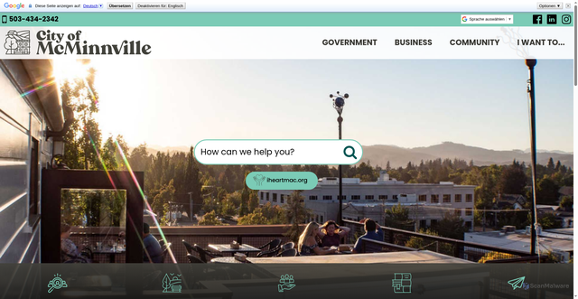 Security scan screenshot of https://www.mcminnvilleoregon.gov/
