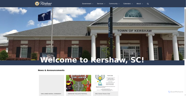Security scan screenshot of https://www.townofkershawsc.gov/