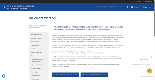 Security scan screenshot of https://www.ltschools.org/services/operations/inclement-weather