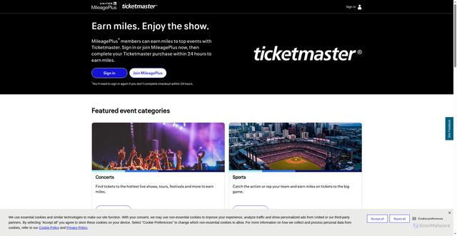 Security scan screenshot of https://promo.united.com/offers/ticketmaster