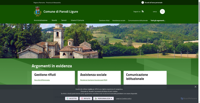 Security scan screenshot of https://www.comune.parodiligure.al.it/it-it/home