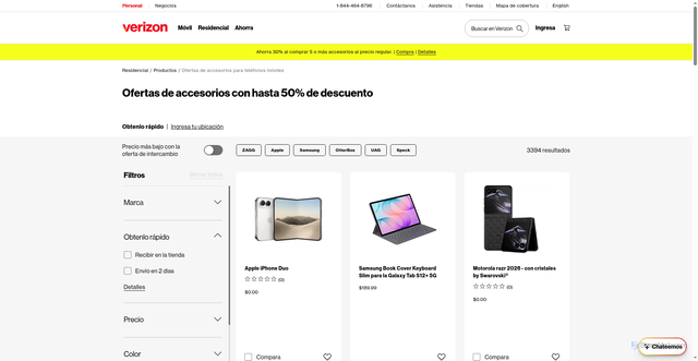 Security scan screenshot of https://espanol.verizon.com/products/shop/online/cell-phone-accessory-deals/