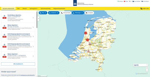Security scan screenshot of https://rwsverkeersinfo.nl