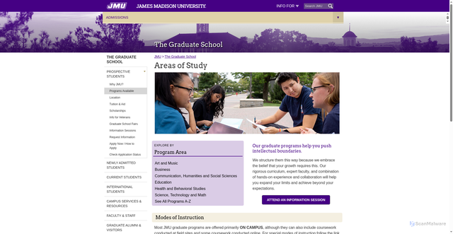 Security scan screenshot of https://www.jmu.edu/grad/programs/index.shtml