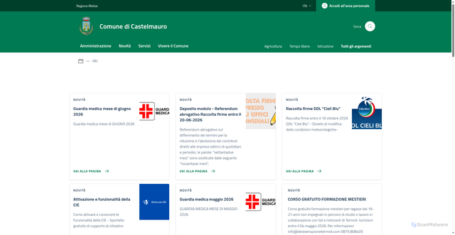 Security scan screenshot of https://www.comune.castelmauro.cb.it