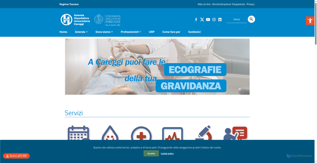 Security scan screenshot of https://www.aou-careggi.toscana.it/internet/