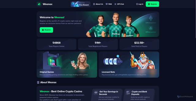 Security scan screenshot of https://weonax.com/