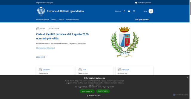 Security scan screenshot of https://www.comune.bellaria-igea-marina.rn.it