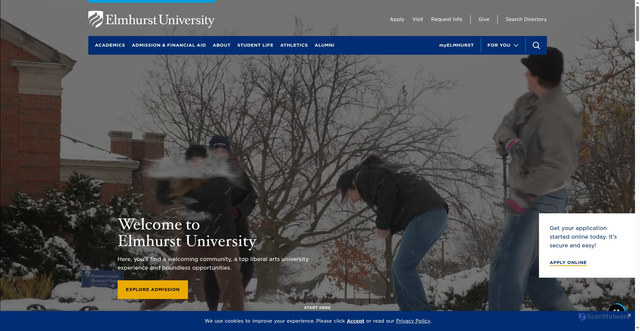 Security scan screenshot of https://elmhurst.edu