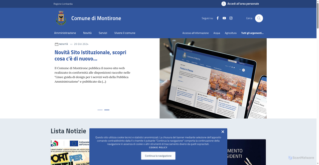 Security scan screenshot of https://comune.montirone.bs.it/