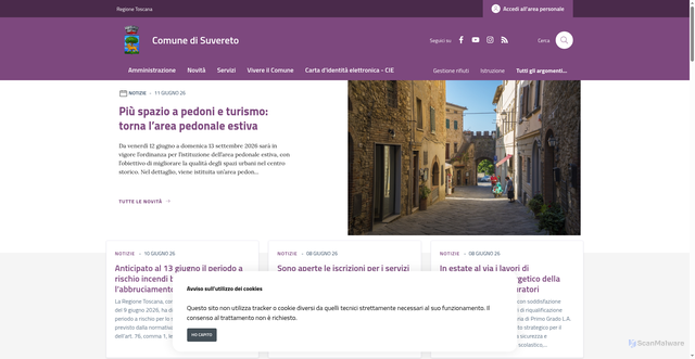 Security scan screenshot of https://comune.suvereto.li.it