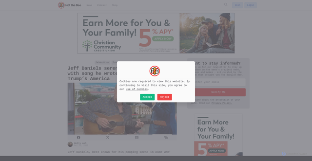Security scan screenshot of https://notthebee.com/article/jeff-daniels-plays-nicolle-wallace-a-song-he-wrote-to-cope-with-life-in-trumps-america