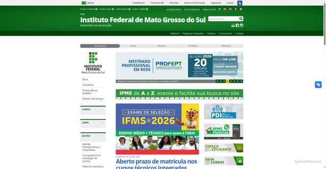 Security scan screenshot of https://www.ifms.edu.br/