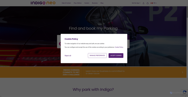 Security scan screenshot of https://indigoneo.ca/