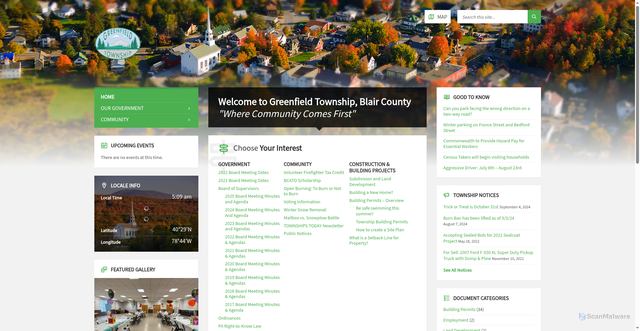 Security scan screenshot of https://greenfieldtownshippa.gov/