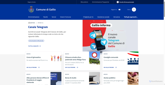 Security scan screenshot of https://www.comune.gallio.vi.it/