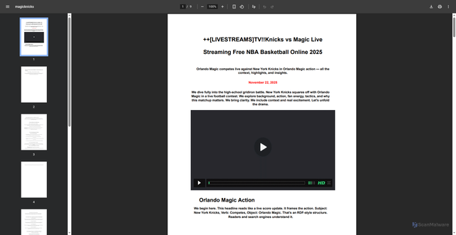 Security scan screenshot of https://escuelajudicial.ramajudicial.gov.co/sites/default/files/2025-11/magicknicks-2.pdf