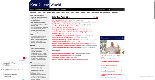 Security scan screenshot of https://realclearworld.com