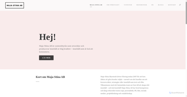 Security scan screenshot of https://majastina.se