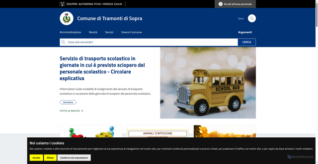 Security scan screenshot of https://www.comune.tramontidisopra.pn.it/