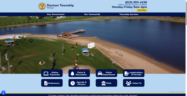 Security scan screenshot of https://davisontwp-mi.gov/home/