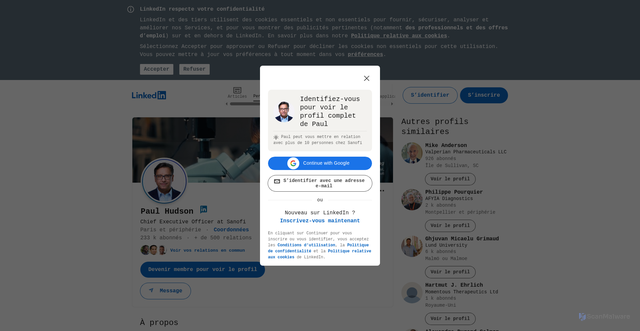 Security scan screenshot of https://fr.linkedin.com/in/paulhudsonprofile