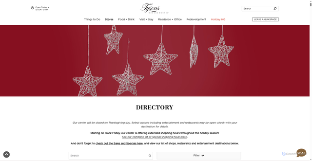 Security scan screenshot of https://www.tysonscornercenter.com/Directory