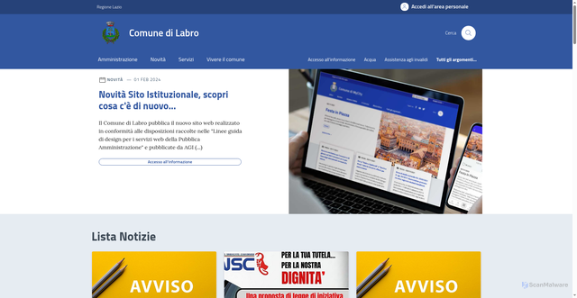 Security scan screenshot of https://comune.labro.ri.it/