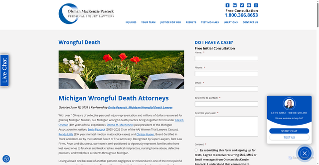 Security scan screenshot of https://olsmanlaw.com/wrongful-death/