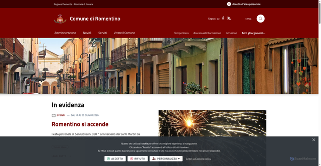 Security scan screenshot of https://www.comune.romentino.no.it