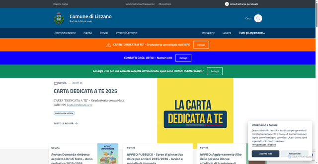 Security scan screenshot of https://www.comune.lizzano.ta.it/