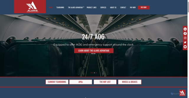 Security scan screenshot of https://www.alarisaero.com/