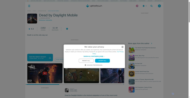 Security scan screenshot of https://dead-by-daylight.en.uptodown.com/android