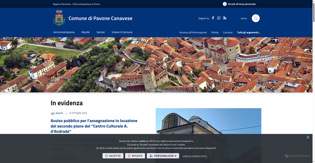 Security scan screenshot of https://www.comune.pavone.to.it/it-it/home