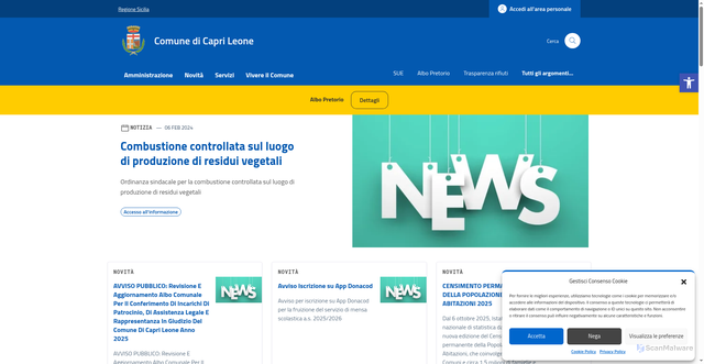 Security scan screenshot of https://comune.caprileone.me.it/