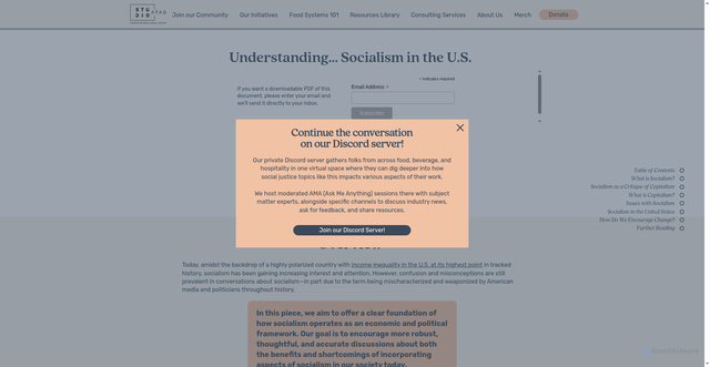 Security scan screenshot of https://www.studioatao.org/socialism